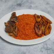 jollof w goat + plantain jollof w goat + plantain